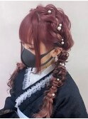 推し活　ロング　ヘアメ　ツイン　編み下ろし　大阪　梅田