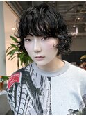 黒髪前髪カットボブ韓国ヘア_F1318
