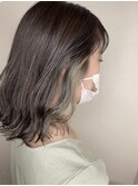 インナーカラー_マロンベージュ Aラインボブ かきあげ