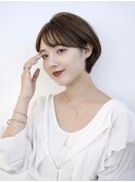 20代30代大人可愛い★小顔ボブ丸みショートアッシュブラウン