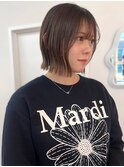 外ハネボブ ミニボブ 切りっぱなしボブ 顔周りカット 艶髪 20代