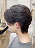 韓国マッシュセンターパート×黒髪ツーブロックフェザーパーマ