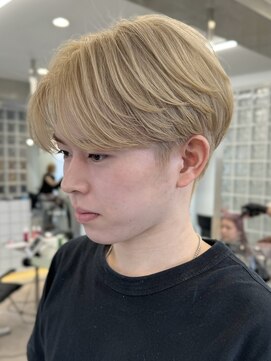 サンクマーケット 渋谷(cinq MARKET) 渋谷メンズブリーチカラーミルクティーベージュラウンドマッシュ