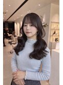 韓国レイヤーカット顔まわり前髪カットブラウンカラー