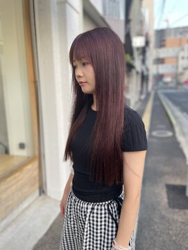 ヘアーサロン グラブ(hair Salon grab) ツヤ感ピンクカラーロング