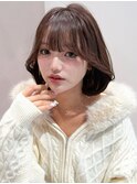 前髪くびれヘア似合わせカットダークブルーシースルーバング