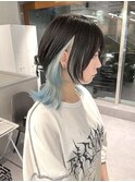 ウルフカット×インナーカラーブルー×推しカラー☆5