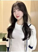 外巻きロングレイヤーカット 顔周りカット 韓国 ワンホン 東垂水