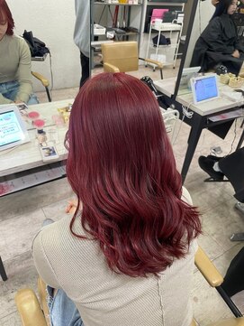 アジールヘア 所沢プロペ通り店(agir hair) チェリーピンクロングレイヤーカットケアブリーチ夏所沢韓国