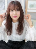 韓国風小顔ロングレイヤーミルクティーピンクh4越谷20代30代40代
