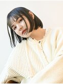 切りっぱなしボブ/おん眉/オリーブベージュ/ワイドバング
