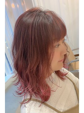 ハク アトリエ(HaKU atelier) グラデーションバレイヤージュブラウンピンク暖色レイヤー