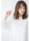 バレイヤージュ暖色系カラーくせ毛風セミディY上尾10代20代30代