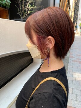 アフロートpd+ KOBE(AFLOATpd+) 大人可愛い20代30代40代インナーカラーピンク丸みショートボブ