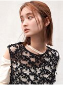 ピンクベージュ×ナチュラルボブ
