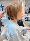 切りっぱなしボブ美髪ピンクブラウン【工藤昴】