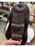 髪質改善カラーで艶感のあるレッドブラウンニュアンスカラー