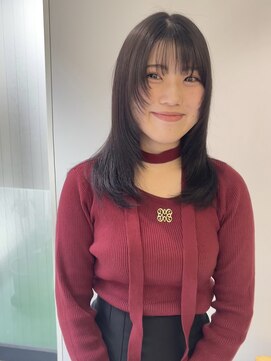 ハル 南平岸(HARU) 艶っと顔まわりレイヤー♪/ブリーチなしグレージュ/セミロング