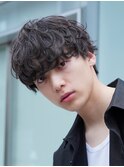 渋谷シャドウパーマ波巻きスパイラルパーマメンズマッシュウルフ