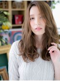 大人かわいいココアブラウン抜け感レイヤーロングc720代30代40代