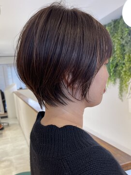 ヌリ 錦糸町(NuRI) 前下がりハンサムショートボブケアパーマ30代40代50代白髪ぼかし