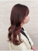 ピンクベージュイヤリングカラー艶ロング