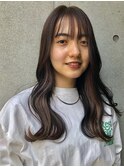 ロング前髪カットインナーカラーミルクティーベージュ西葛西