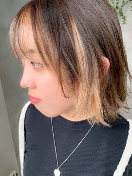 テトヘアー(teto hair) 前髪インナーカラー、ミルクティベージュ 、イルミナカラー