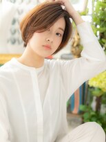 カバー ヘア ブリス 川口東口駅前店(COVER HAIR bliss) かきあげバング大人ハイライト前下がりボブa川口20代30代40代