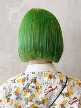 アルバム 渋谷パルコ(ALBUM) ボブ黄緑_チェリーブラウンフェミニンロング_ba395242