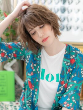 カバーヘア ブリス 志木南口駅前店(COVER HAIR bliss) くせ毛風斜めバング外国人風ゆるふわ大人ボブh3志木20代30代40代