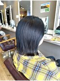 ミディアムストレート外ハネボブ大人ショート切っぱなしボブ