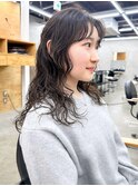 ミディアムパーマ　ニュアンス　くせ毛風パーマ　ケアパーマ