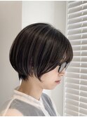大人ショートボブ丸みショートカットマッシュ ショート前髪あり