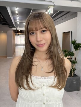 レブ 四条烏丸(Reb,) 京都ブリーチなしオリーブベージュ顔周りレイヤー韓国レイヤー