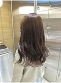 ブリーチなしカラーオリーブカラーロングレイヤー