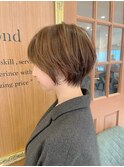大人可愛い20代30代40代黒髪前下がりショートボブ丸みショート◎