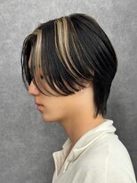 ハイライトセンターパートメッシュダブルカラーツーブロック