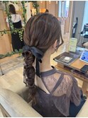 ふんわり春カラーお呼ばれスタイル編みおろしベージュ