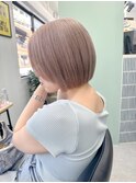 切りっぱなしボブタッセルボブダブルカラーブリーチカラー