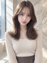 ユーフォリア 銀座(Euphoria)&nbsp;オリーブベージュレイヤーカット顔まわり韓国銀座前髪