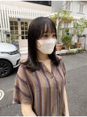 髪質改善トリートメント韓国切りっぱなしミディアムヘア暗髪