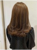 グレージュカラー ボブルフ 黒髪 ココアベージュ ロングヘア