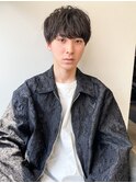 20代30代韓流☆ツイストパーマショートマッシュアッシュブラック