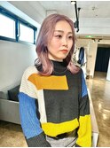 透明感ブリーチカラーアイスピンク