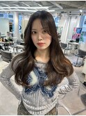 透明感カラー　センターパート　艶髪　オリーブブラウン　yuki