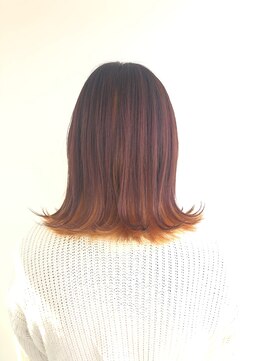 ヘアメイク オブジェ(hair make objet) ピンク&オレンジ カラー