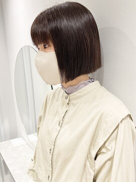 ラミエバイメルト 下北沢(lamie by melt) 切りっぱなしボブ ブラウンカラー 大人かわいい ベージュ 透明感