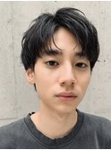 センターパートメンズマッシュパーマニュアンスパーマ刈り上げ