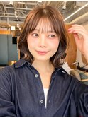顔周りレイヤーカットくびれヘアミルクティーベージュカラー韓国
